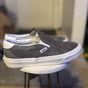 Vans Charcoal and White Slip-On Shoes